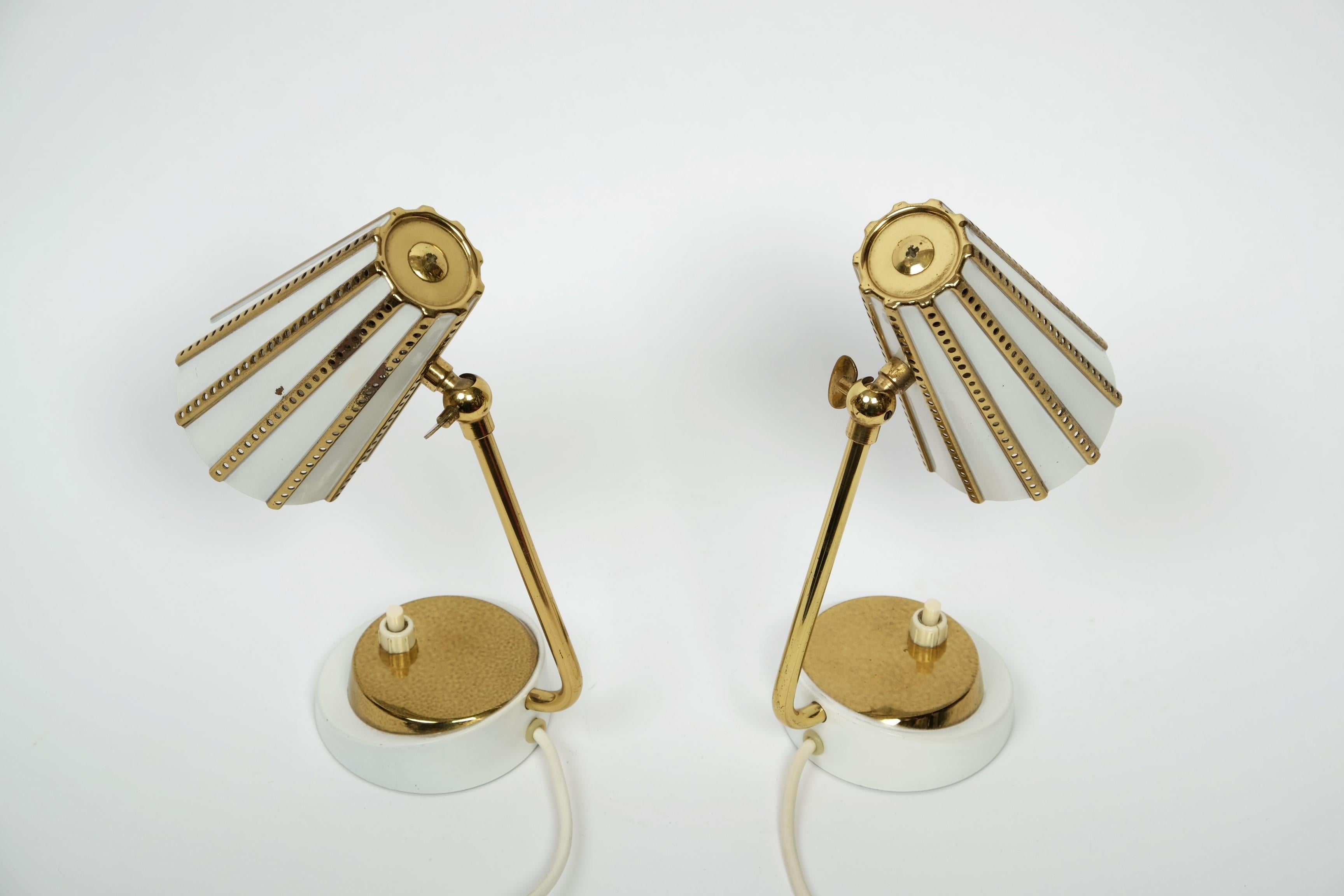 Beautiful Pair Of Midcentury Brass Bedside Table Lamps, Germany 1950s 3