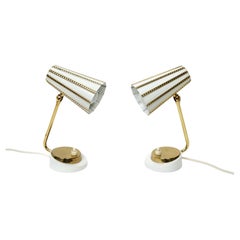 Beautiful Pair Of Midcentury Brass Bedside Table Lamps, Germany 1950s