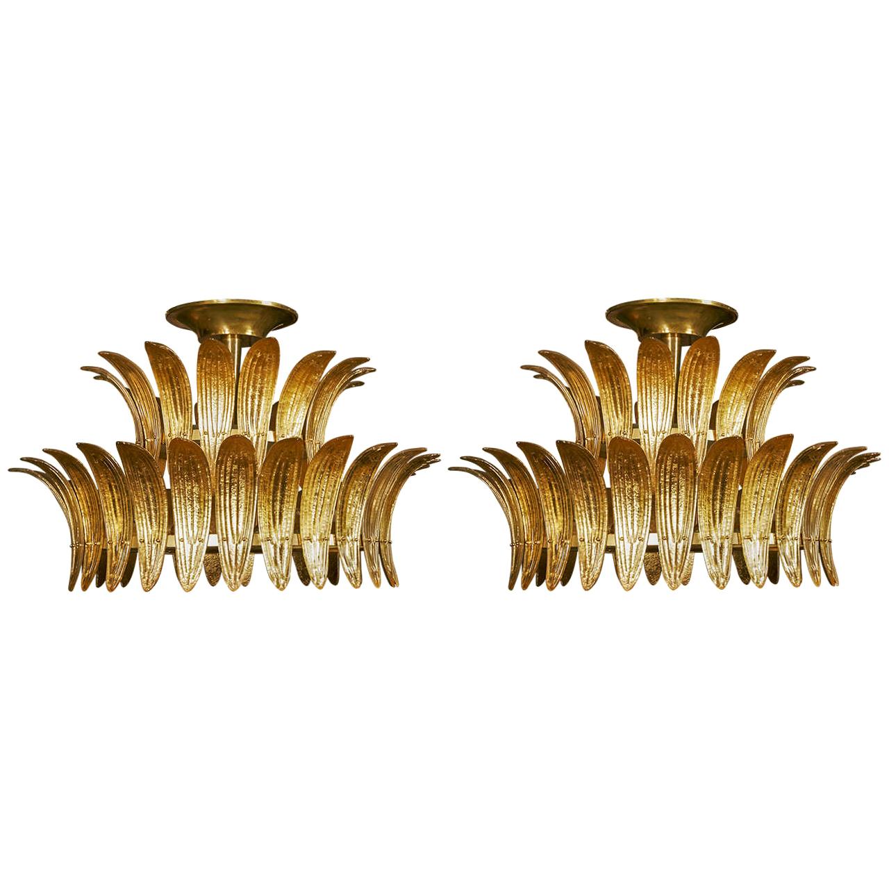 Beautiful Pair of Murano Glass Chandeliers by Studio Glustin