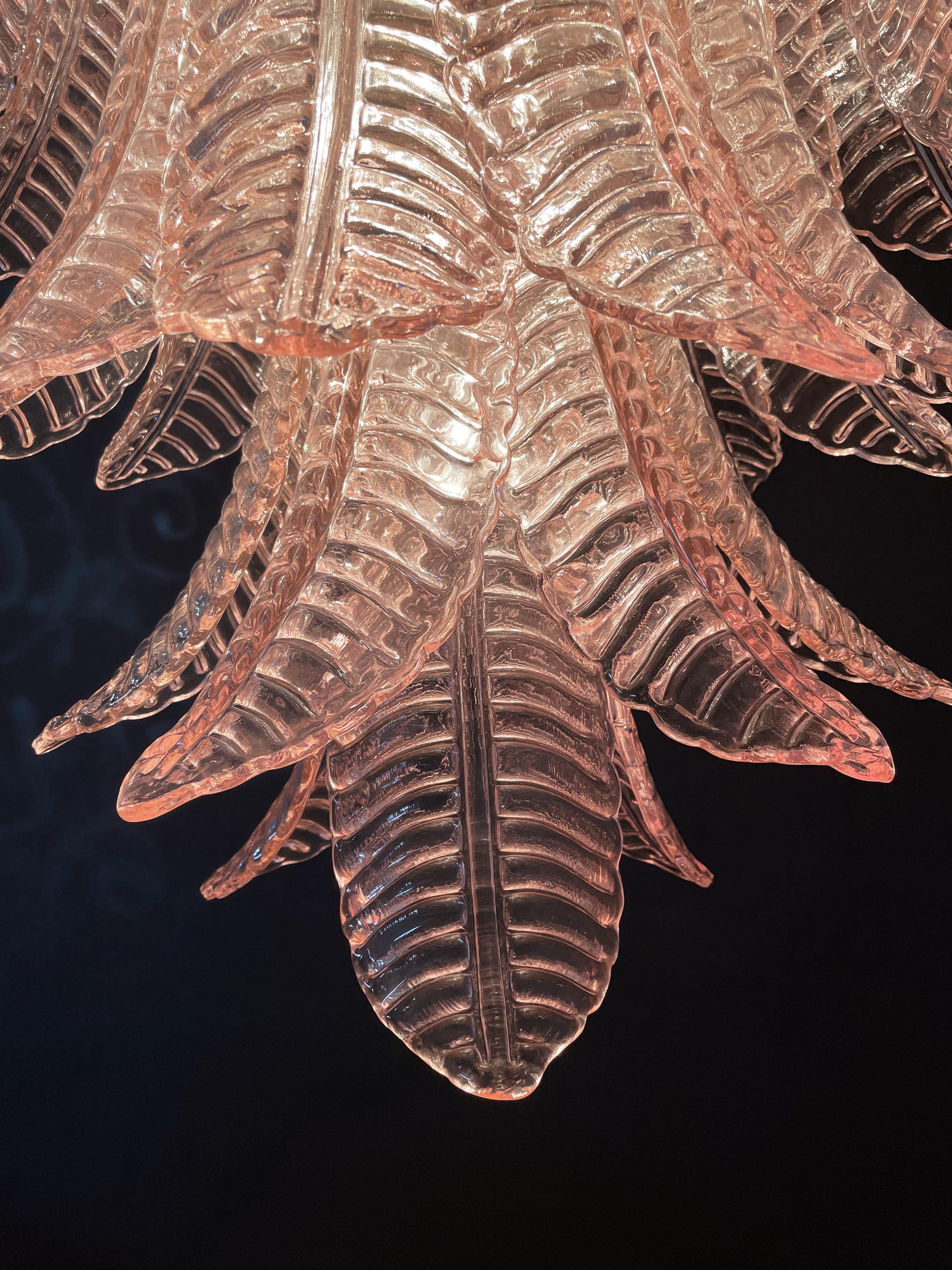 Beautiful Pair of Murano Leaves Chandeliers For Sale 4