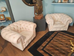 Beautiful pair of powder pink Poltrone Frau chairs