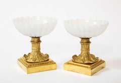 Beautiful Pair of Russian Imperial Glass and Ormolu Mounted Tazza Centerpieces