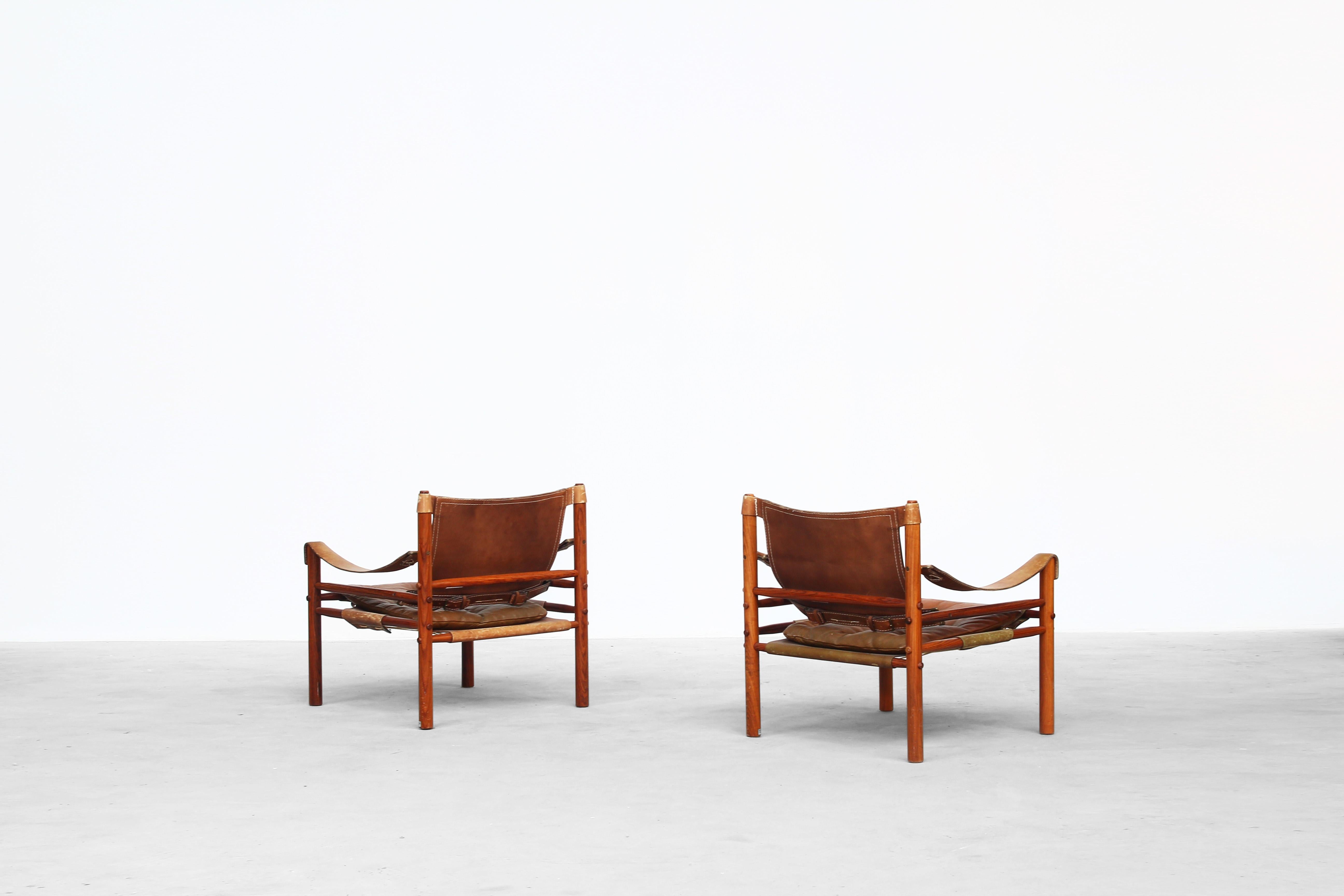 Swedish Beautiful pair of Safari Sirocco Chairs by Arne Norell for Norell AB, Sweden