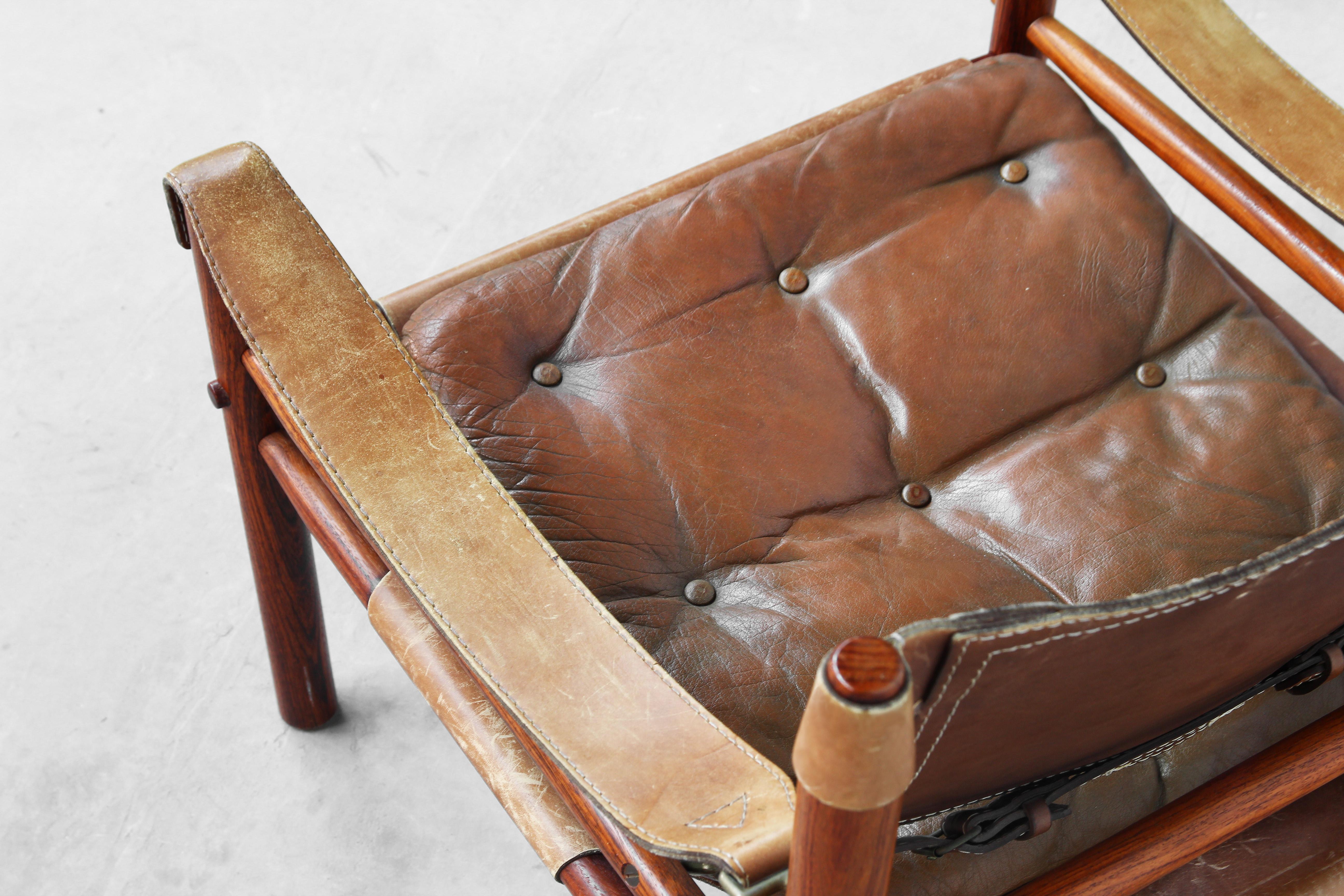 Leather Beautiful pair of Safari Sirocco Chairs by Arne Norell for Norell AB, Sweden
