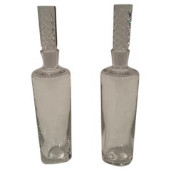 Retro Beautiful Pair of Steuben Crystal Decanters with Stoppers