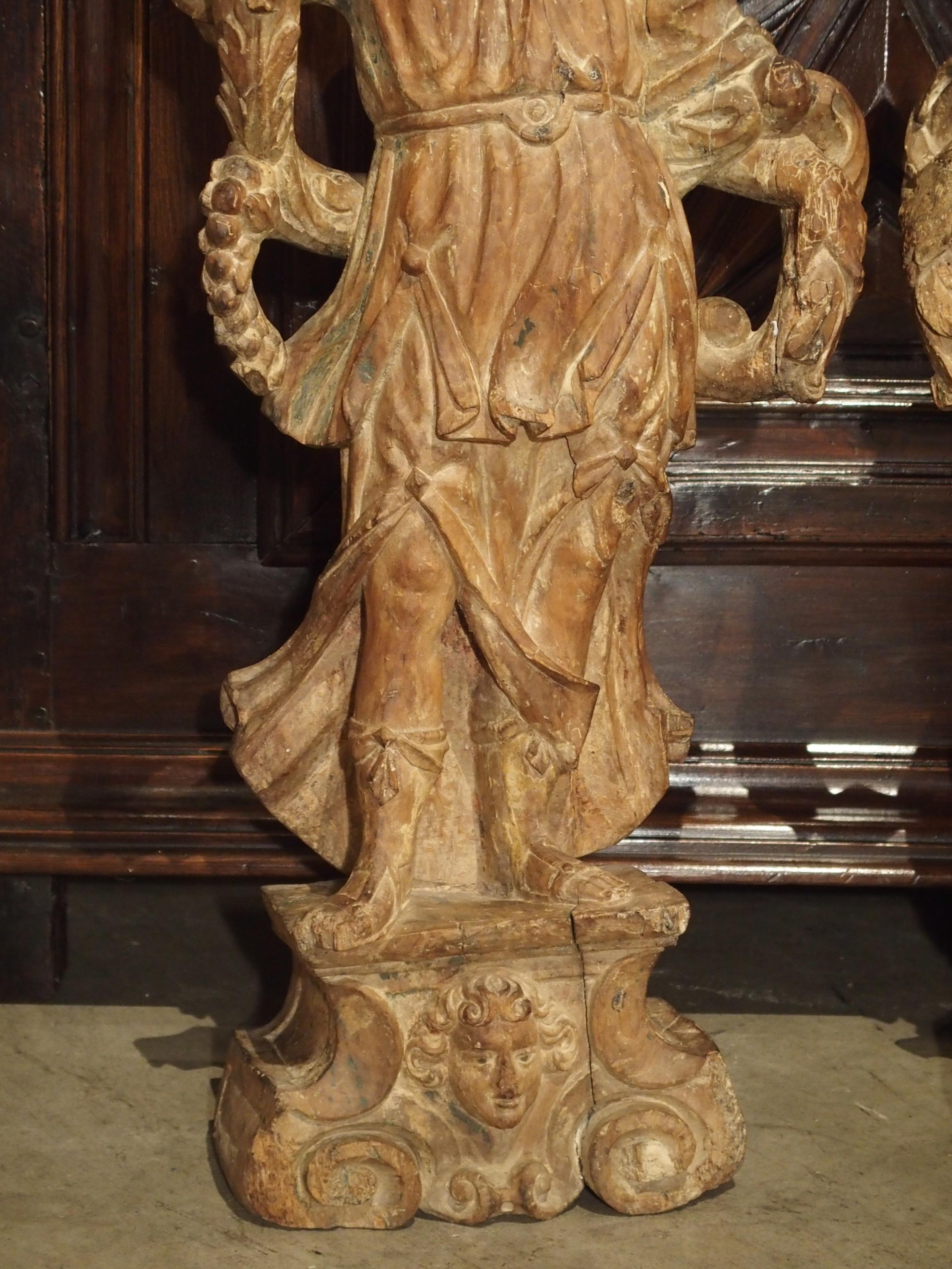 Beautiful Pair of Stripped 17th Century Italian Torchbearer Candleholders 6
