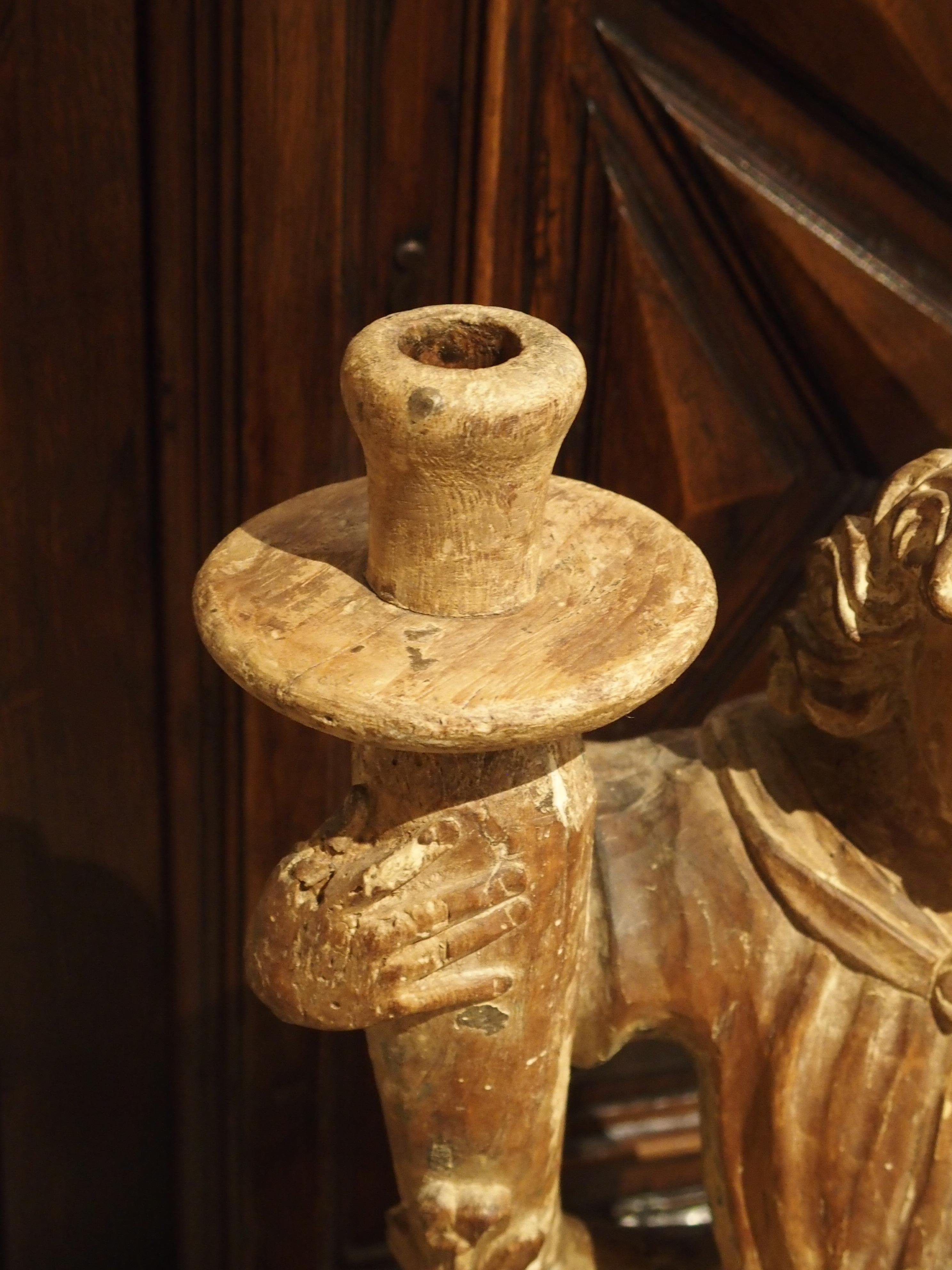 Beautiful Pair of Stripped 17th Century Italian Torchbearer Candleholders 10