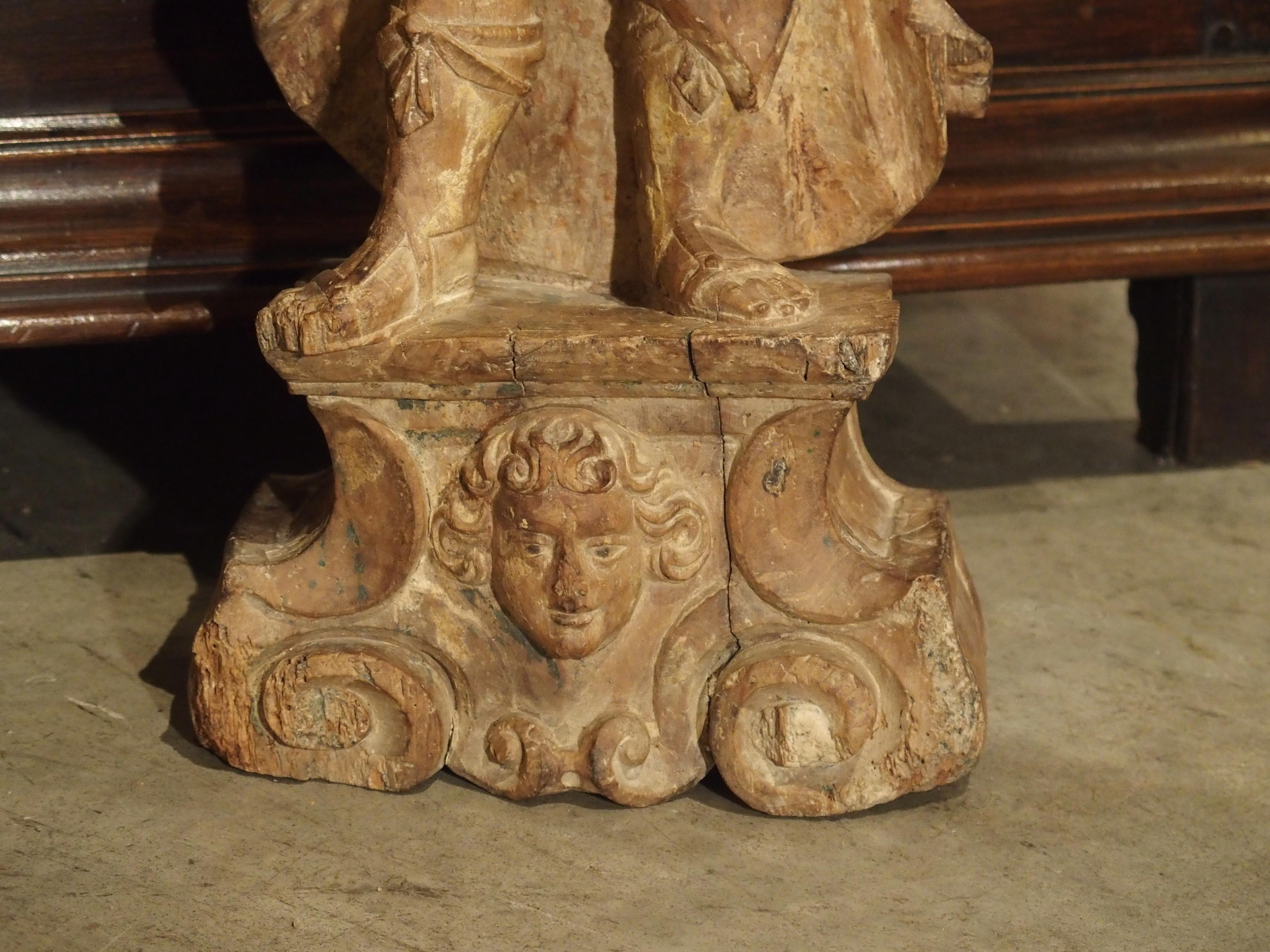 Beautiful Pair of Stripped 17th Century Italian Torchbearer Candleholders 13