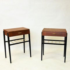 Beautiful Pair of Swedish Teak and Brass Night/Side Tables 1950s