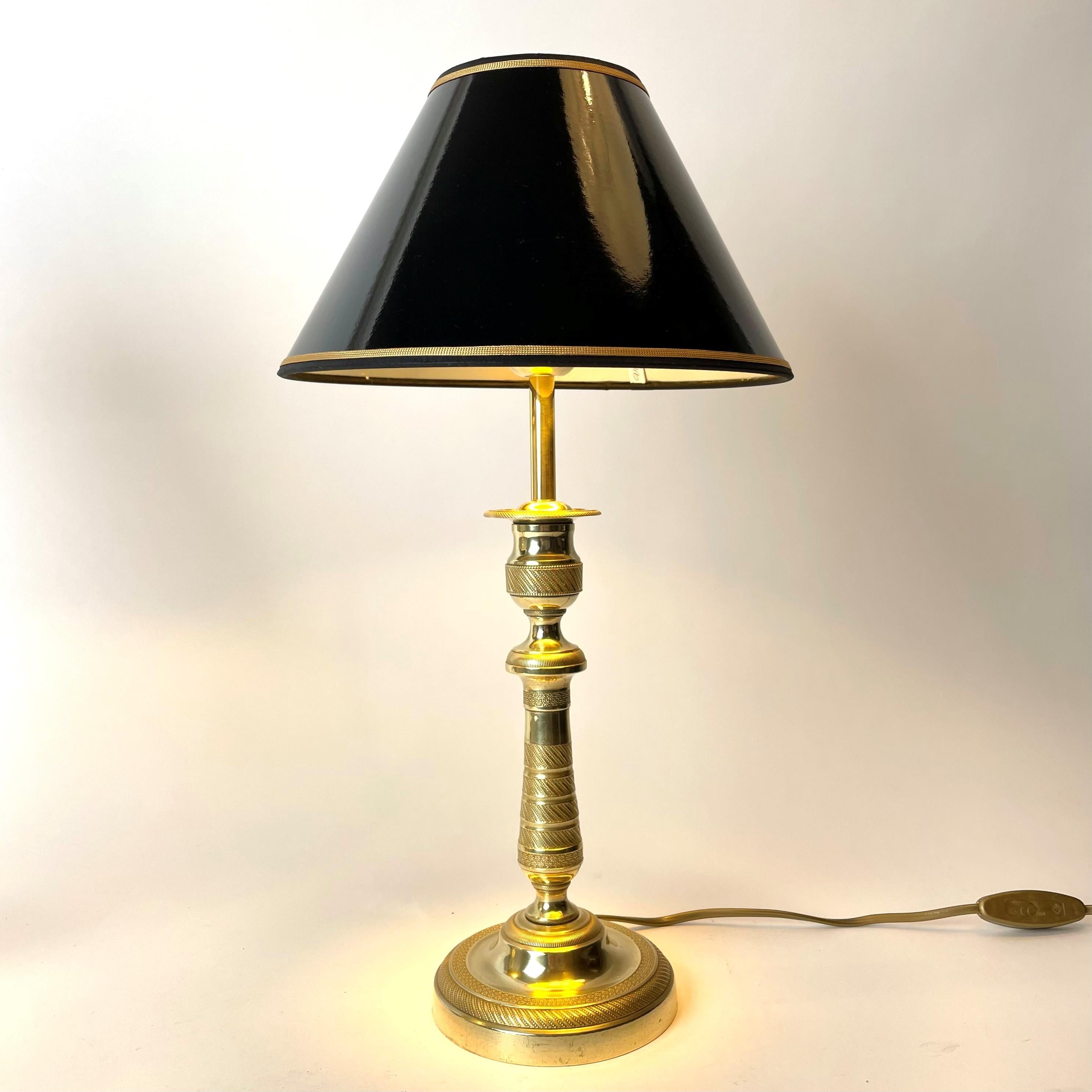 Early 19th Century Beautiful Pair of Table Lamps, Originally Empire Candlesticks