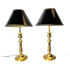 Beautiful Pair of Table Lamps, Originally Empire Candlesticks