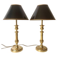 Antique Beautiful Pair of Table Lamps originally Empire Candlesticks from the 1820s