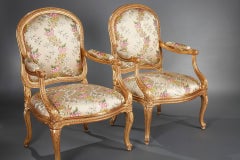 Beautiful Pair of Transition Style Armchairs "A Chassis", France, Circa 1880