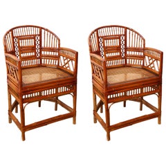 Beautiful Pair of Vintage Bamboo Chippendale Armchairs