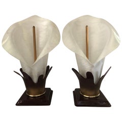 Beautiful Pair of Vintage Calla Lily Shaped Lamps by Armani