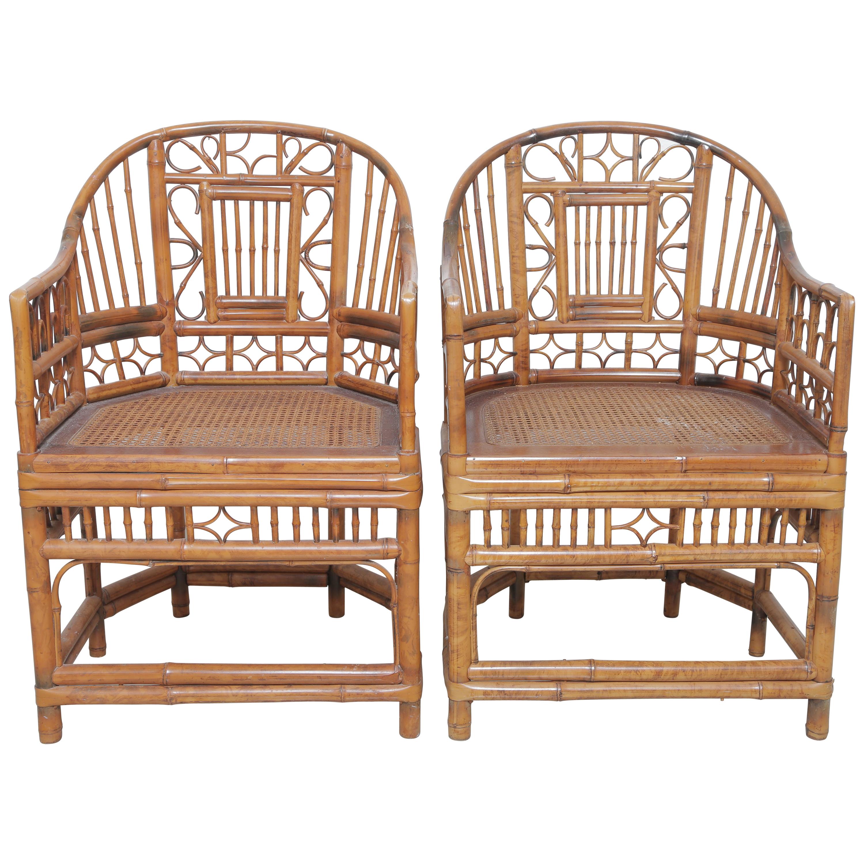 Beautiful Pair of Vintage English Regency Bamboo Chairs