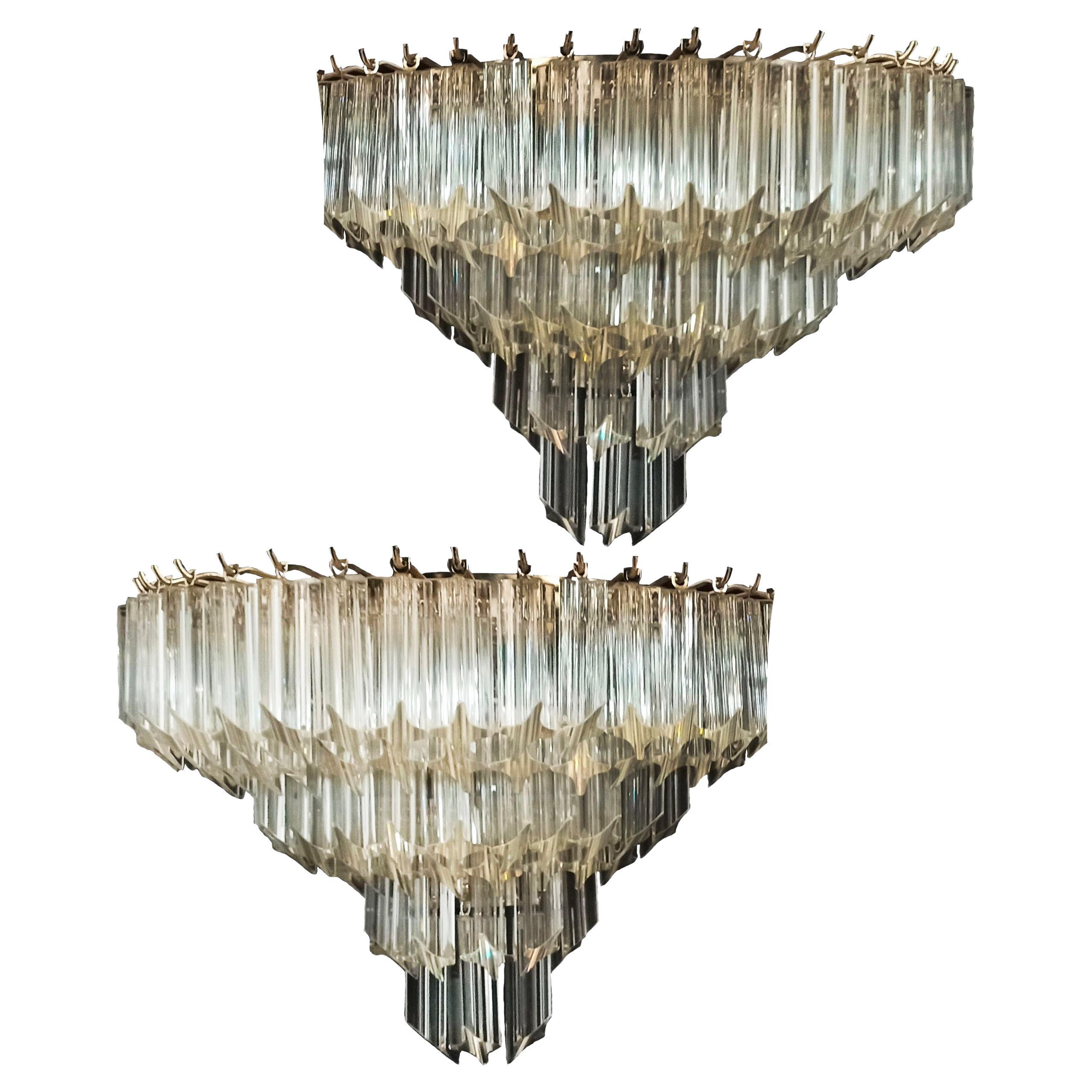 Beautiful Pair of vintage Murano wall sconce – 63 trasparent quadriedri For Sale