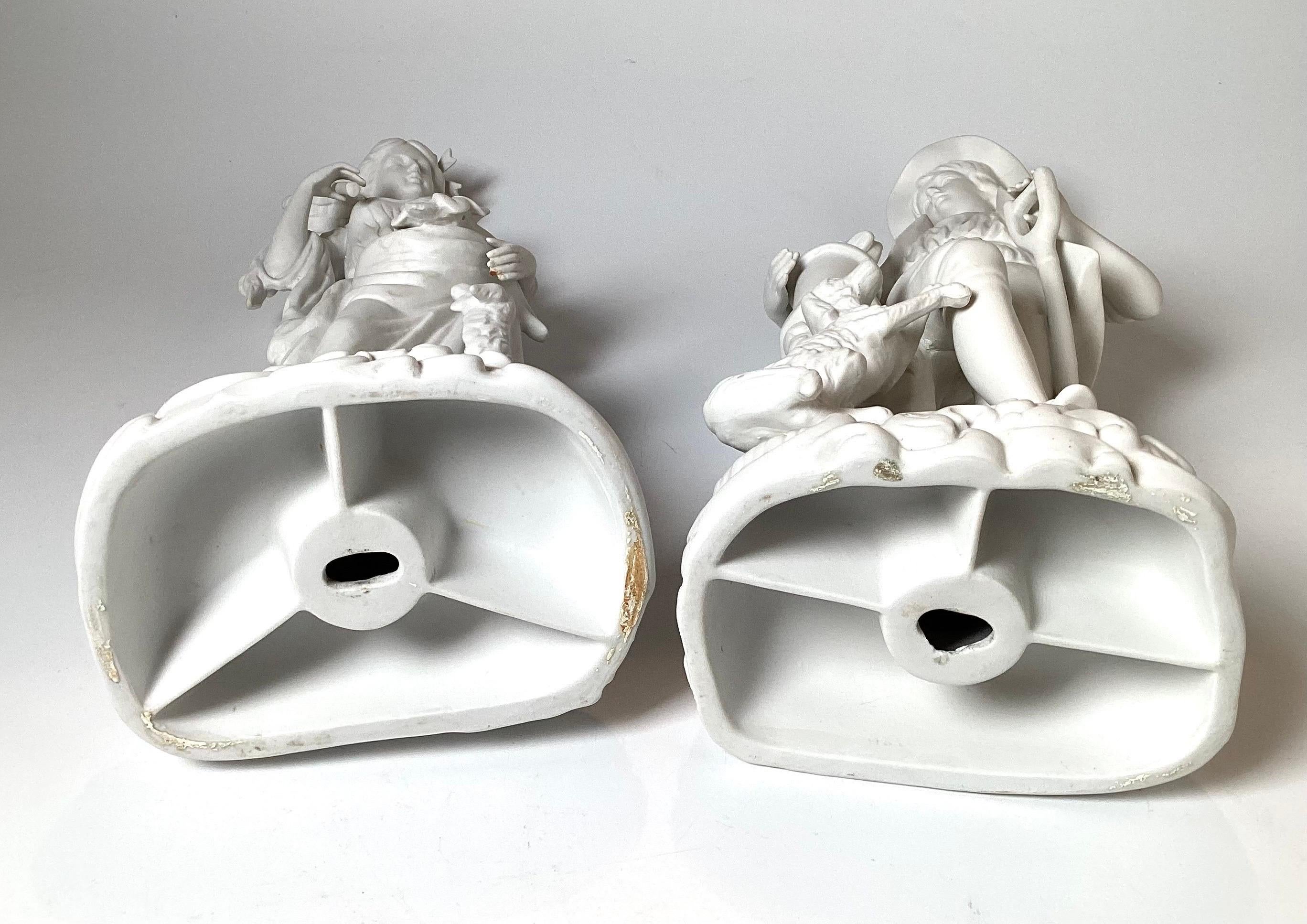 Beautiful Pair of White Porcelain Parian Figures For Sale 6