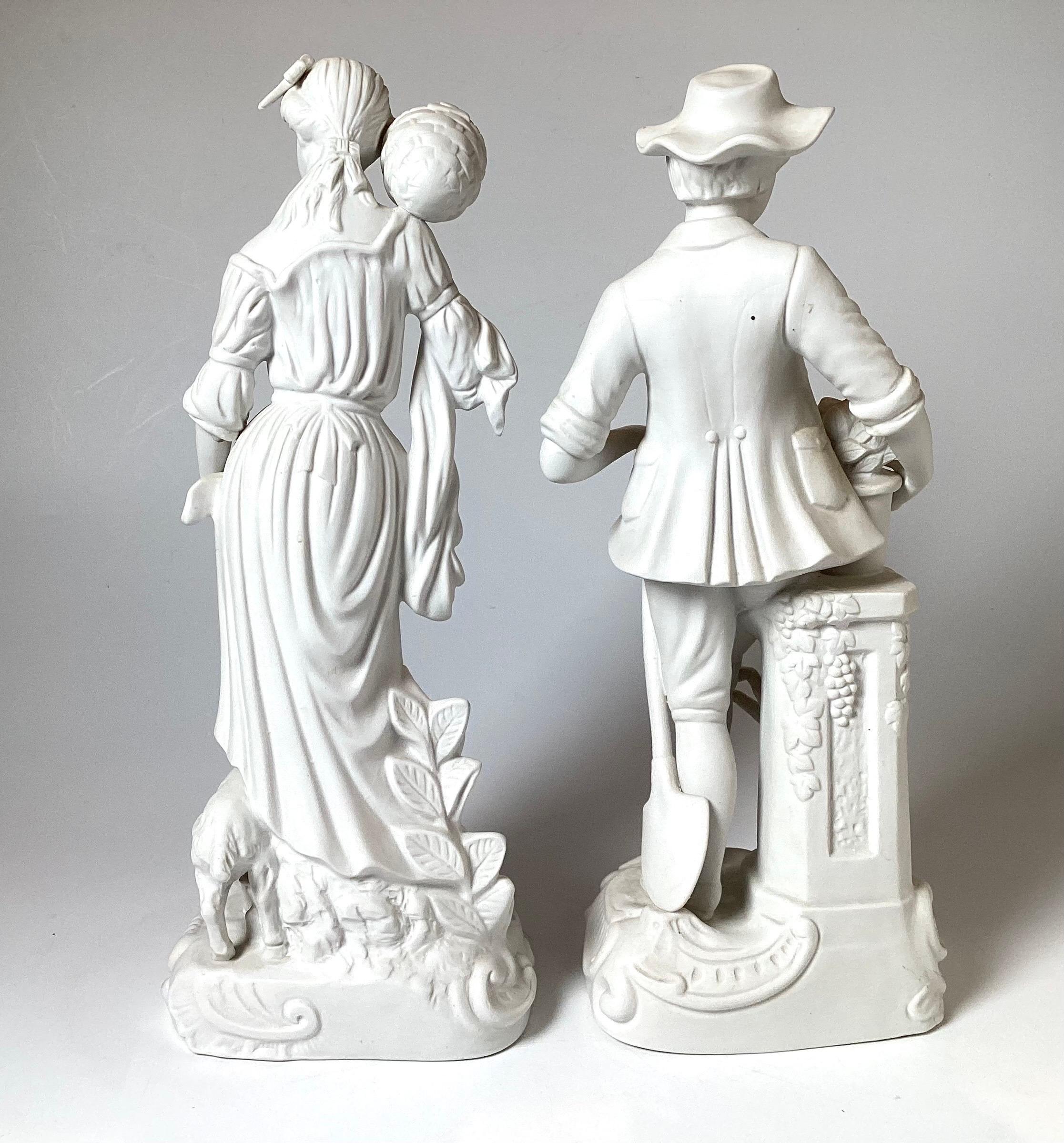 Beautiful Pair of White Porcelain Parian Figures For Sale 3