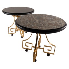 Vintage Beautiful Pair of Wrought Iron and Glass Side Tables Attributed to Arturo Pani