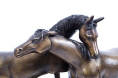 Pair of Thoroughbred Horses Bronze Sculpture