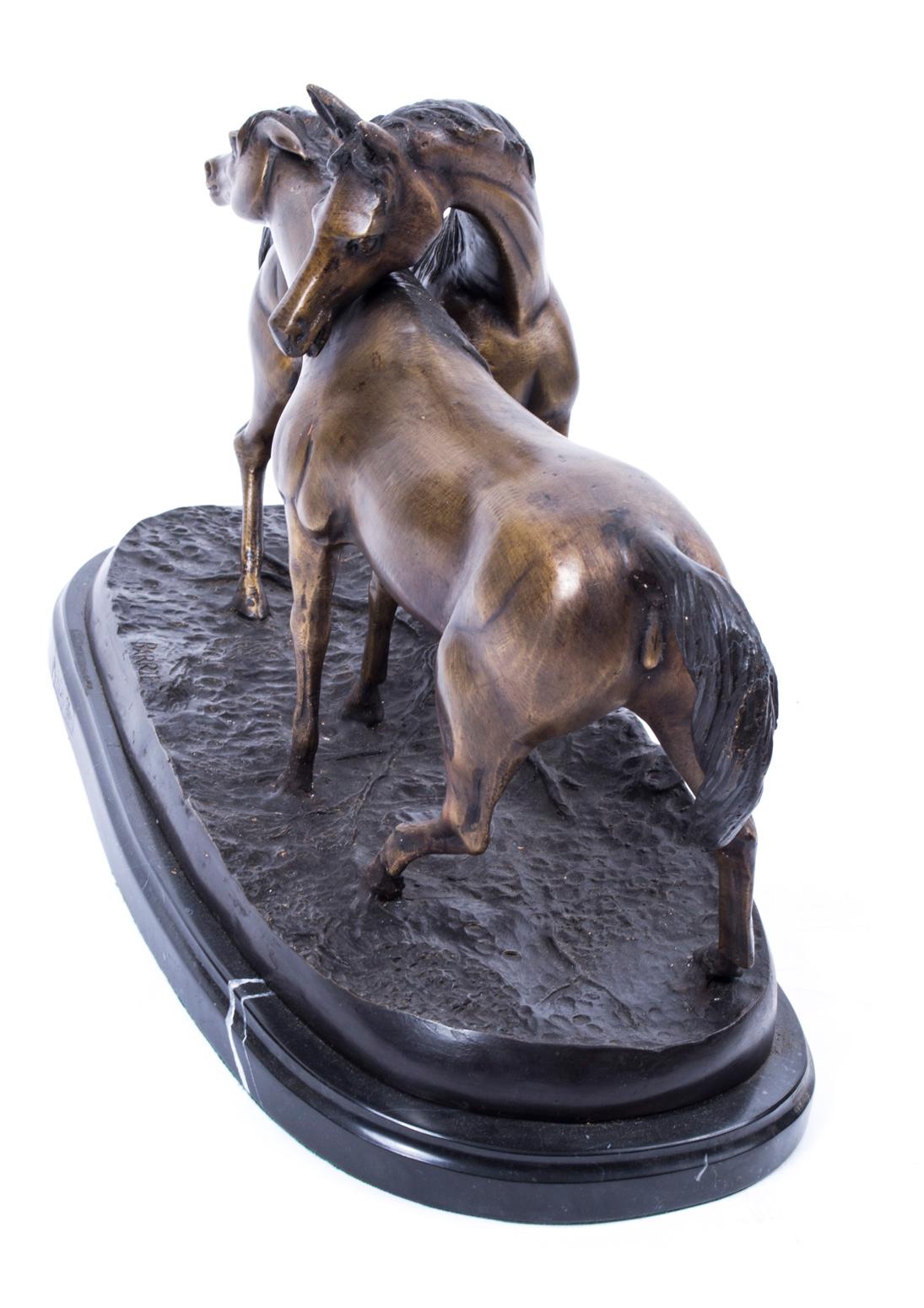 Pair of Thoroughbred Horses Bronze Sculpture 2
