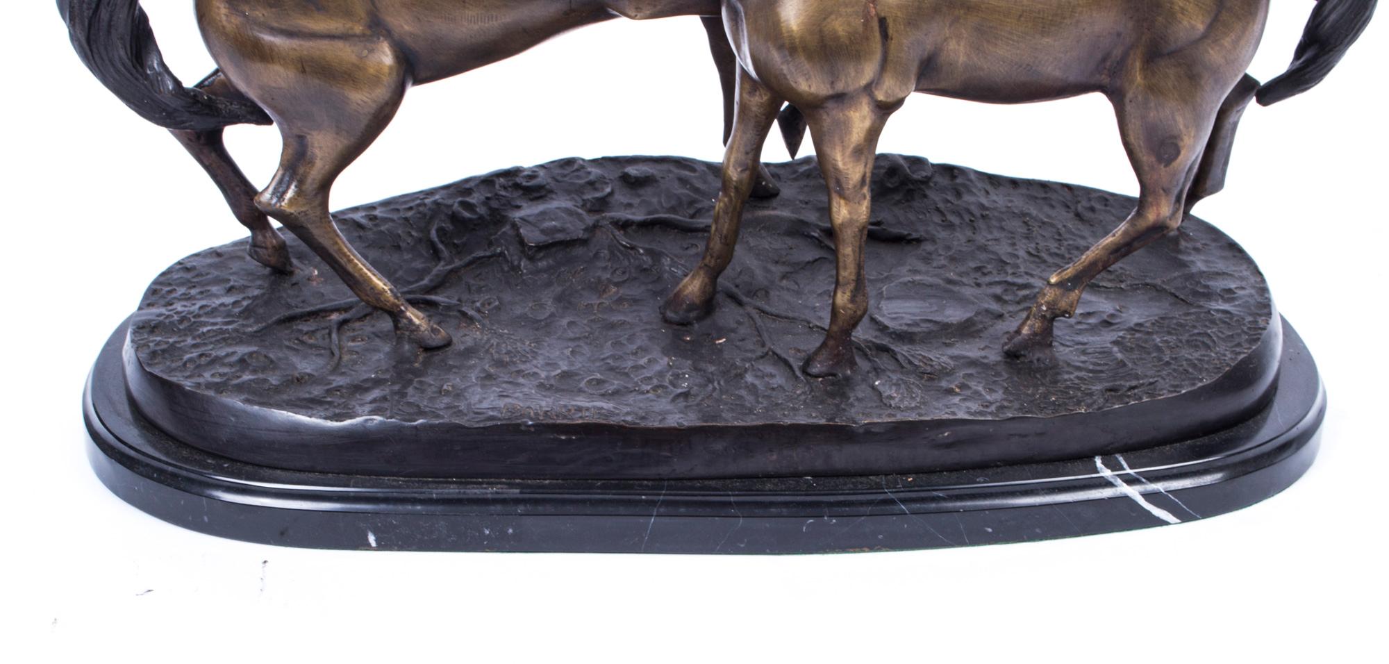 Pair of Thoroughbred Horses Bronze Sculpture 3