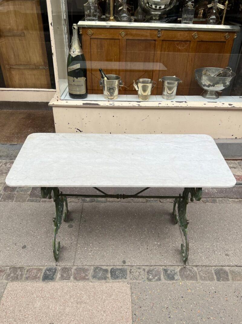 French Beautiful Pale Marble and Cast iron Console Table