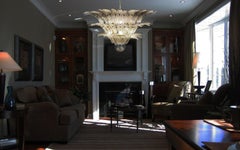 Beautiful Palmette Ceiling Light, Three Levels, 104 Smoked Glasses