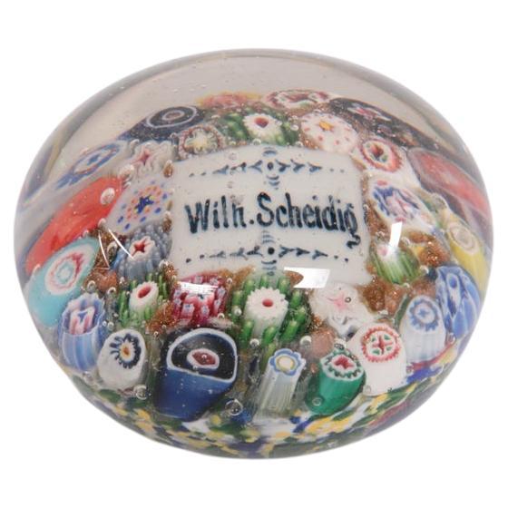 Beautiful Paperweight with the Name Wilh Scheidig in it, 1900 For Sale