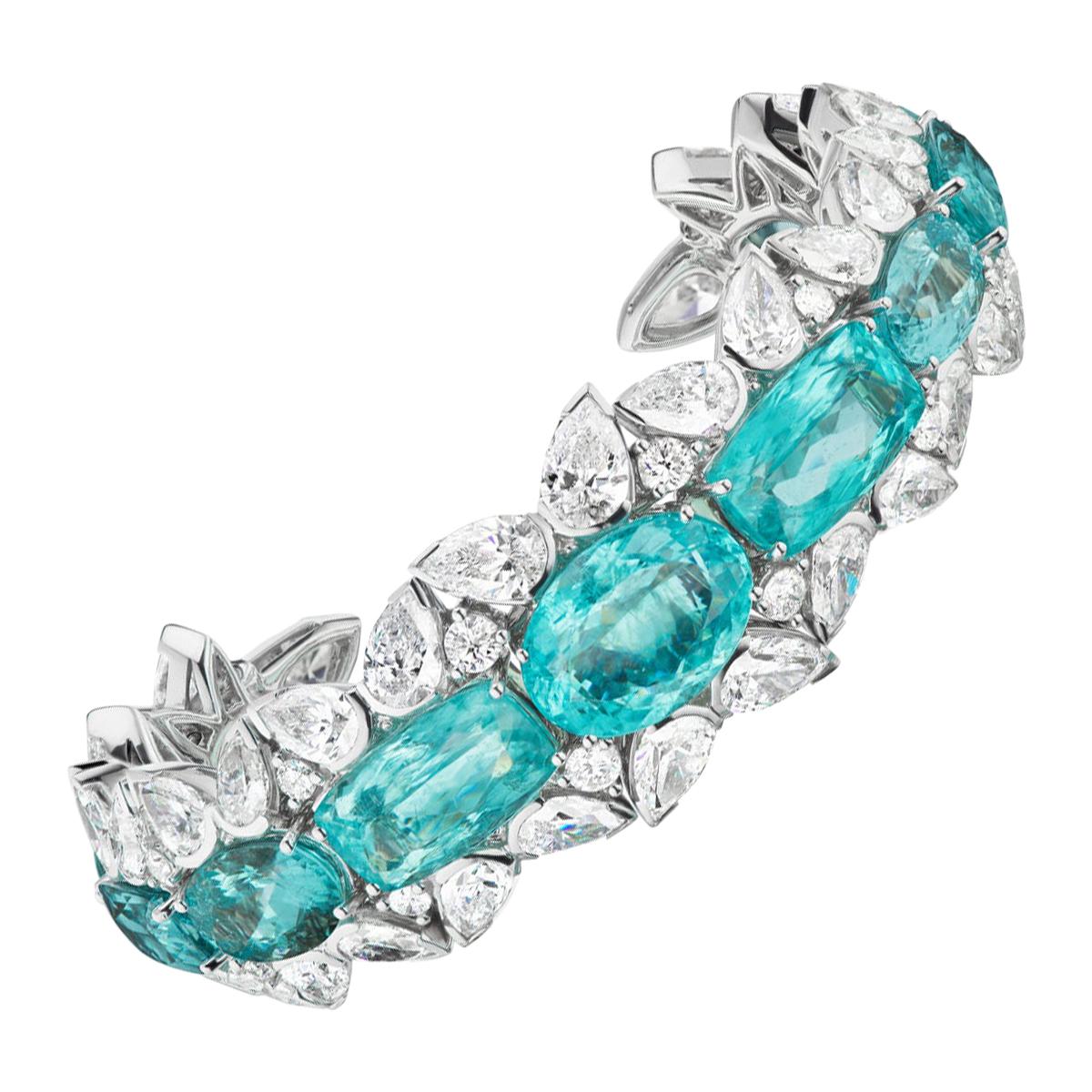 Paraiba And Diamond Bracelet In 18K Gold By RayazTakat For Sale