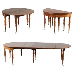 Beautiful Patina Demi-Lune Dining Table, Walnut, Round, Extendable, c. 1860