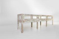 Beautiful patinated large rustic oak display case, France ca. 1900