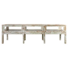 Beautiful patinated large rustic oak display case, France ca. 1900