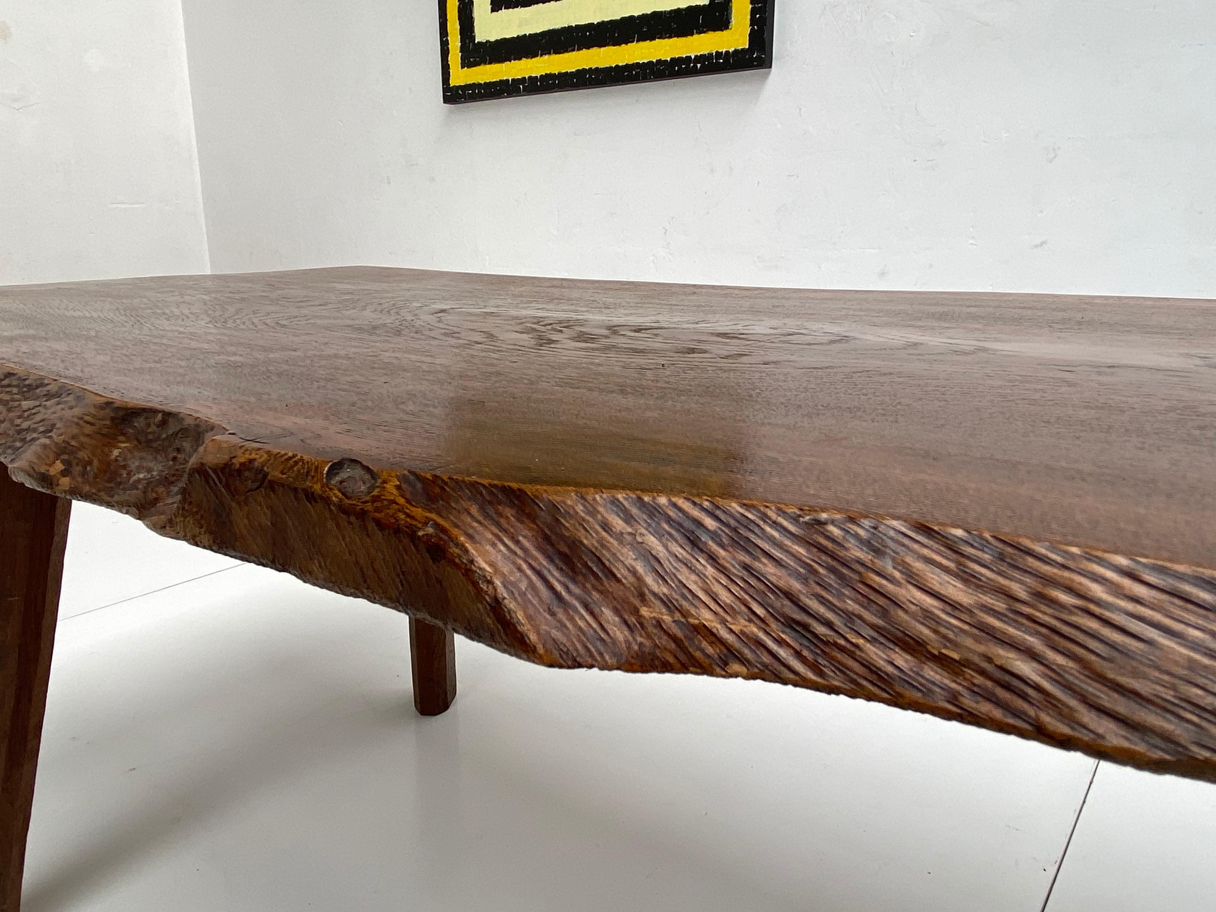 Dutch Beautiful Patinated Rustic Oak Tree Trunk Coffee Table, The Netherlands, 1960s For Sale