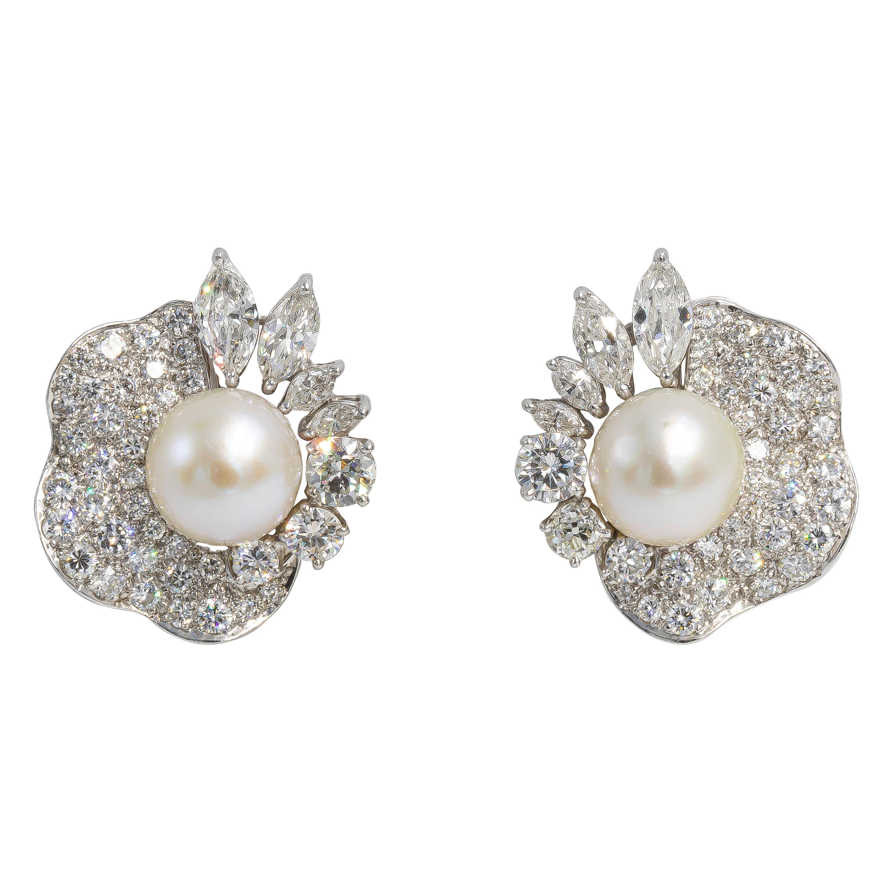 Beautiful Period Pearl and Diamond Earrings