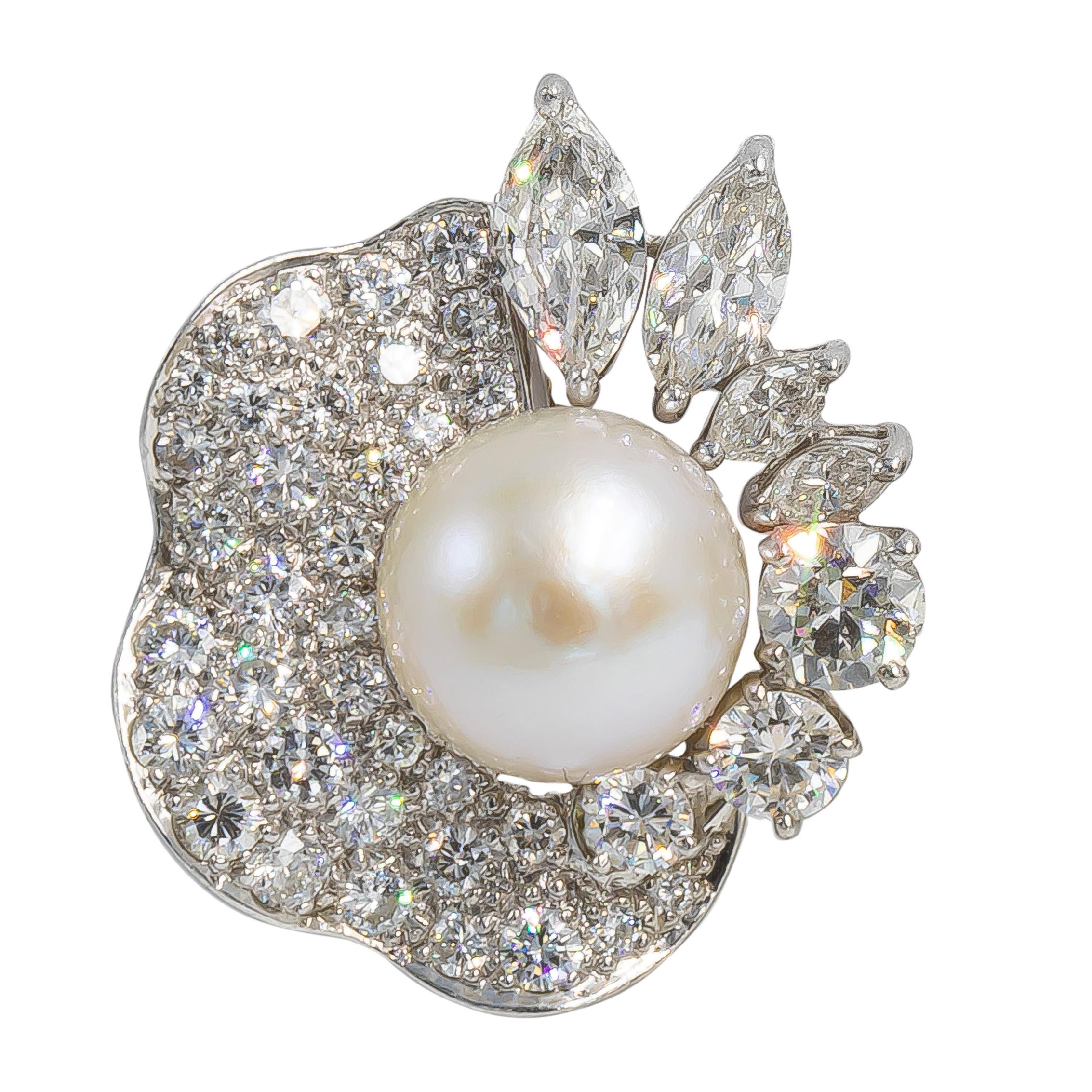 Artisan Beautiful Period Pearl and Diamond Earrings
