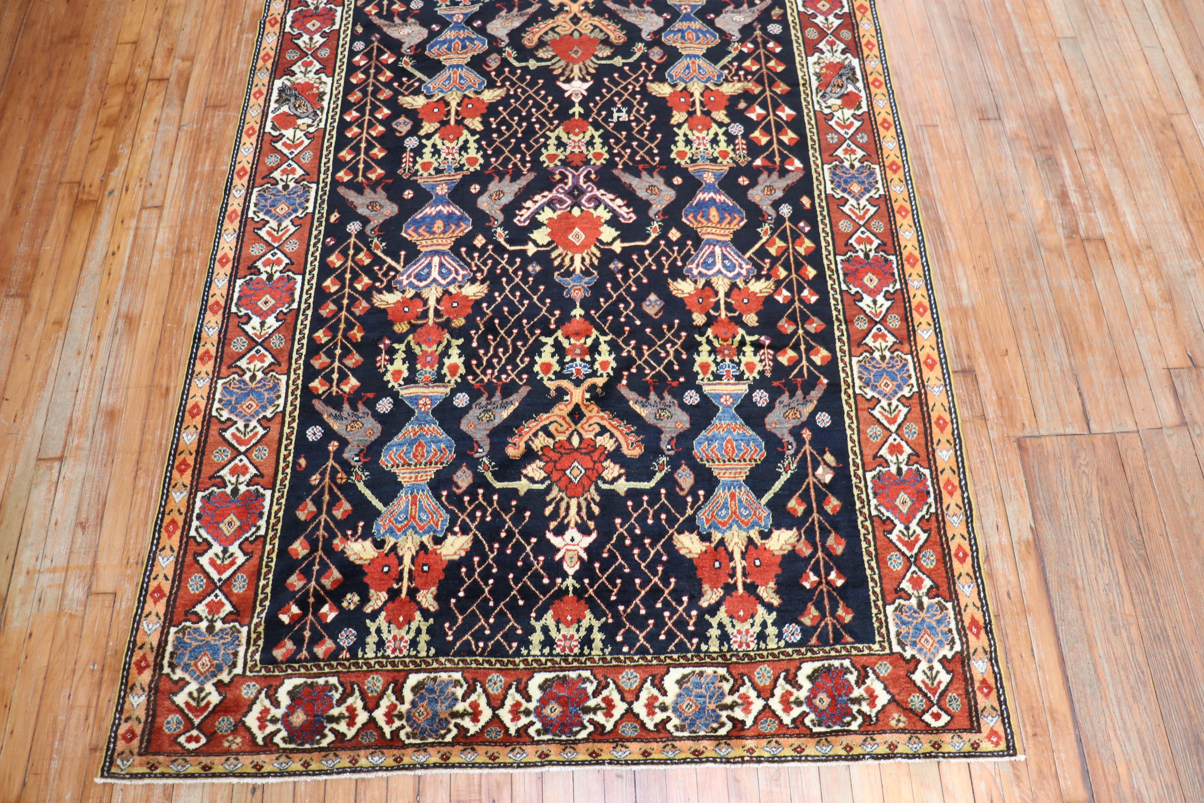 British Colonial Beautiful Persian Bakhtiari Gallery Size Rug For Sale