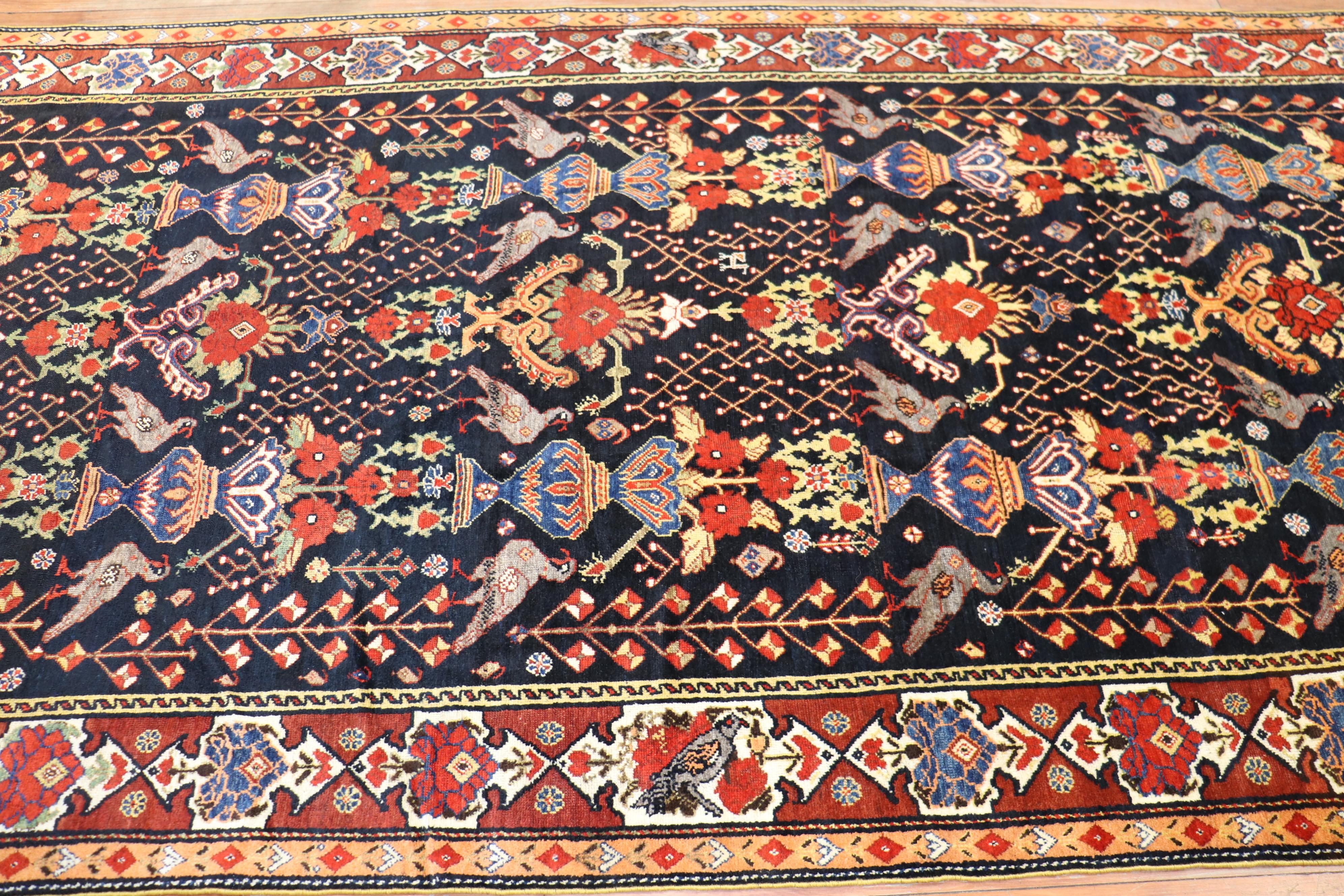 Wool Beautiful Persian Bakhtiari Gallery Size Rug For Sale