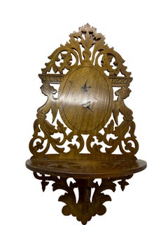 Beautiful Petite Biedermeier Shelf Console Antique Swedish Folk Art, 1850s