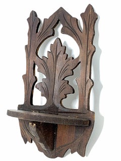 Beautiful Petite Black Forest Shelf Console Antique German Folk Art, 1900s