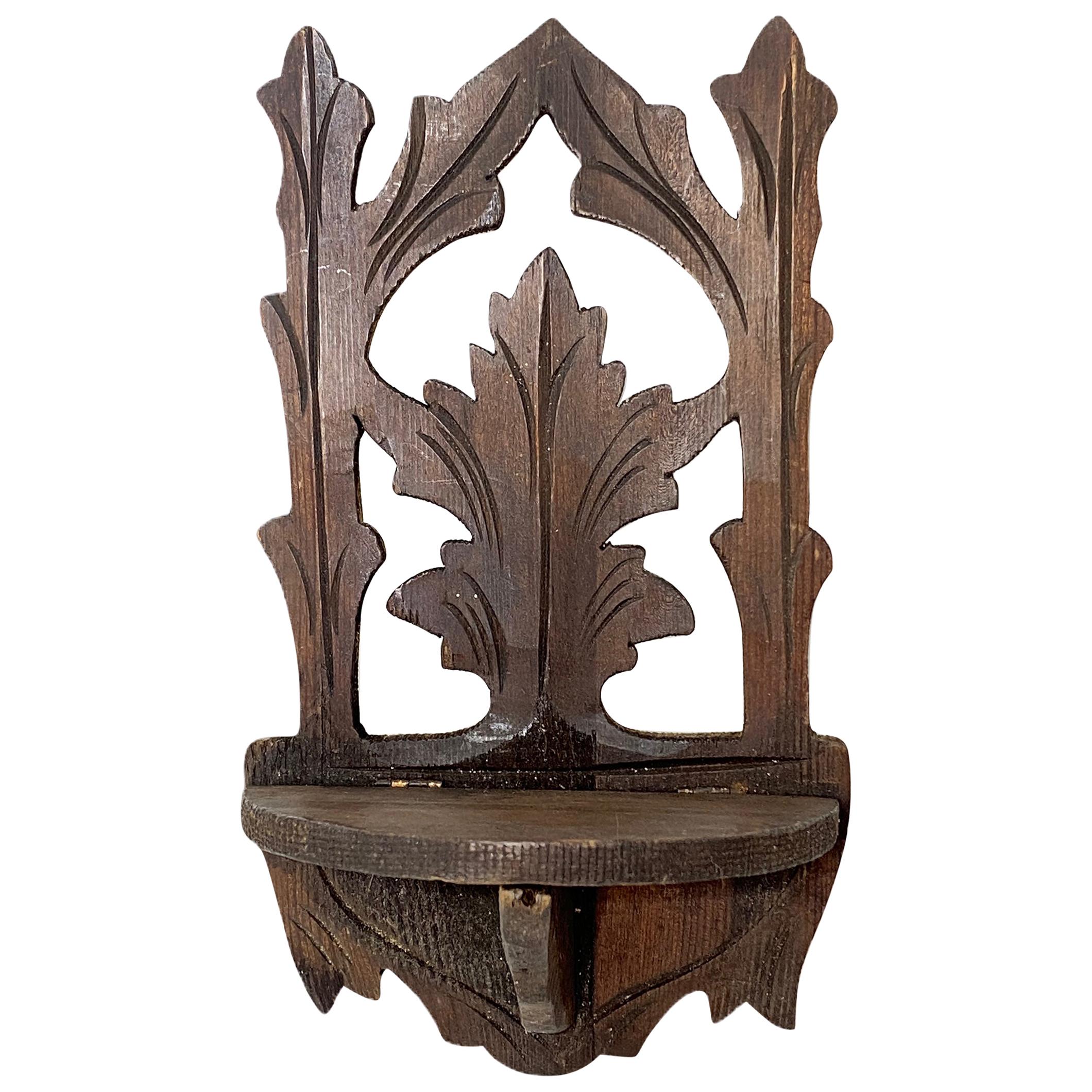 Magnifique petite console étagère de la Forêt Noire - Art populaire allemand ancien, années 1900