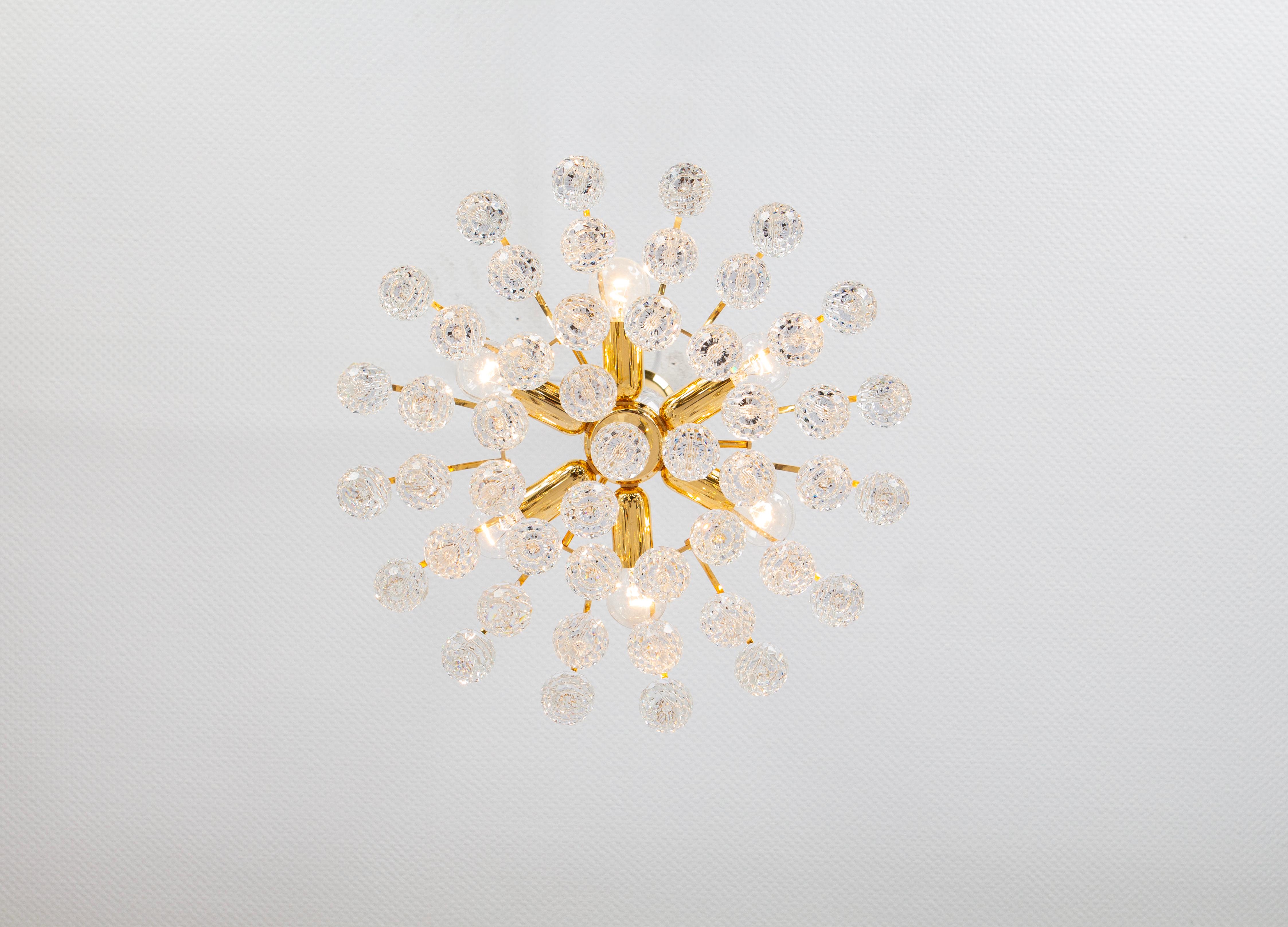 Beautiful Petite Christoph Palme Chandelier Midcentury Crystal Balls, 1970s For Sale 3