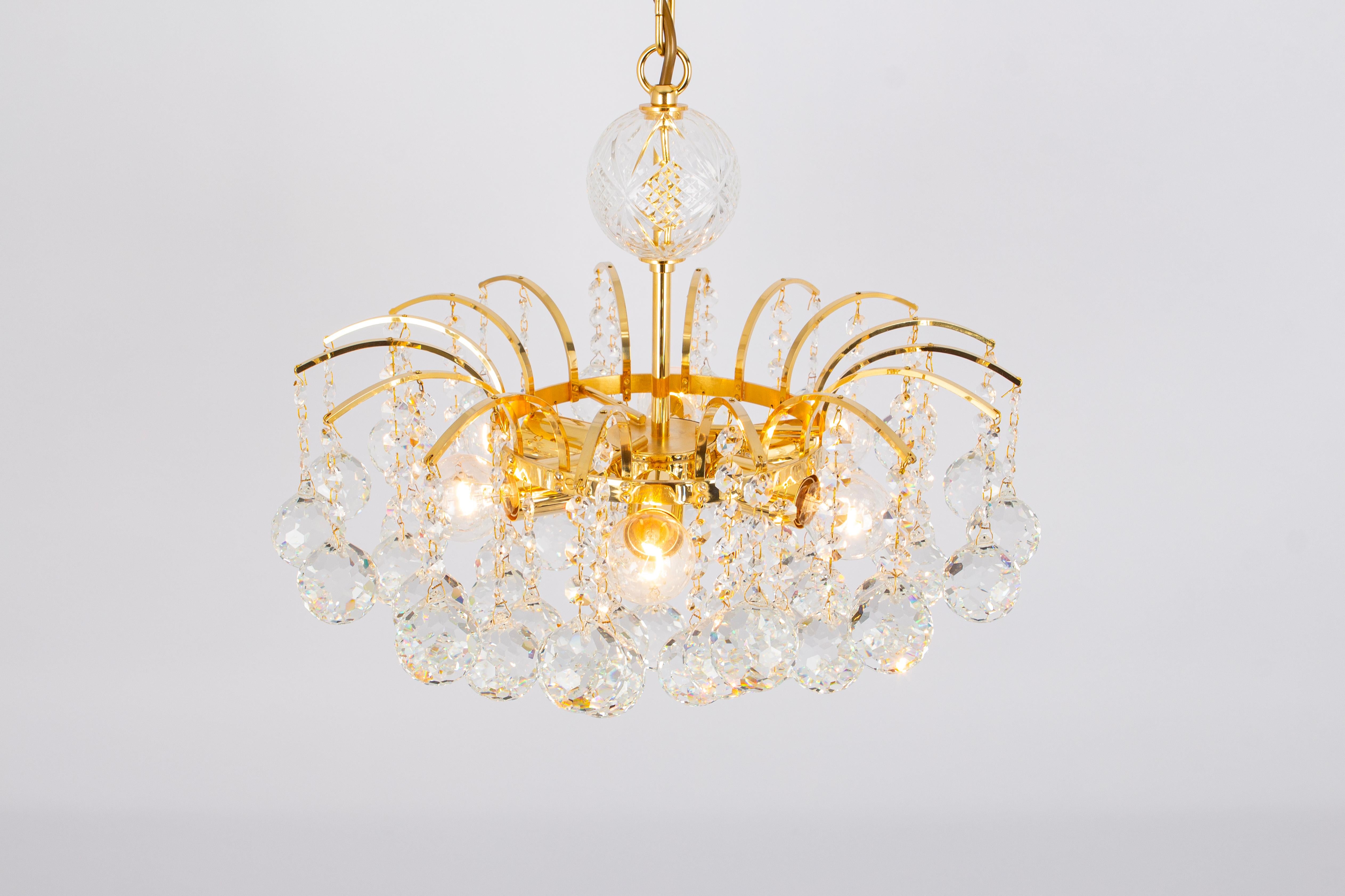 Beautiful Petite Christoph Palme Chandelier Midcentury Crystal Balls, 1970s For Sale 2