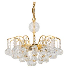 Precioso candelabro Petite Christoph Palme Bolas de cristal de mediados de siglo, años 70
