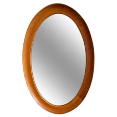 Beautiful Petite Oval Teak Danish Wall Mirror Made in Denmark