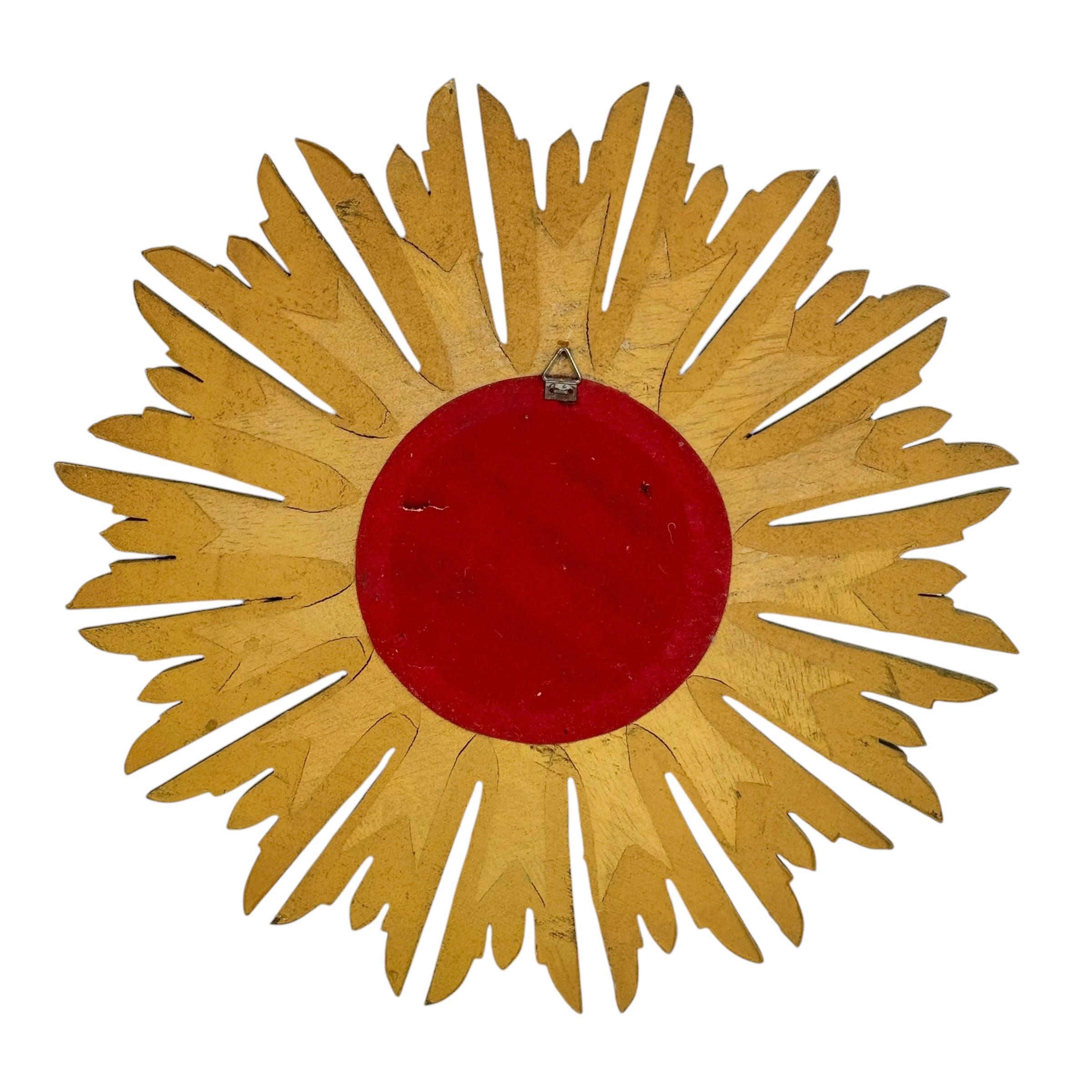 Schöner Petite Starburst Sunburst Vergoldeter Holzspiegel, Deutschland ca. 1950er Jahre im Angebot 4