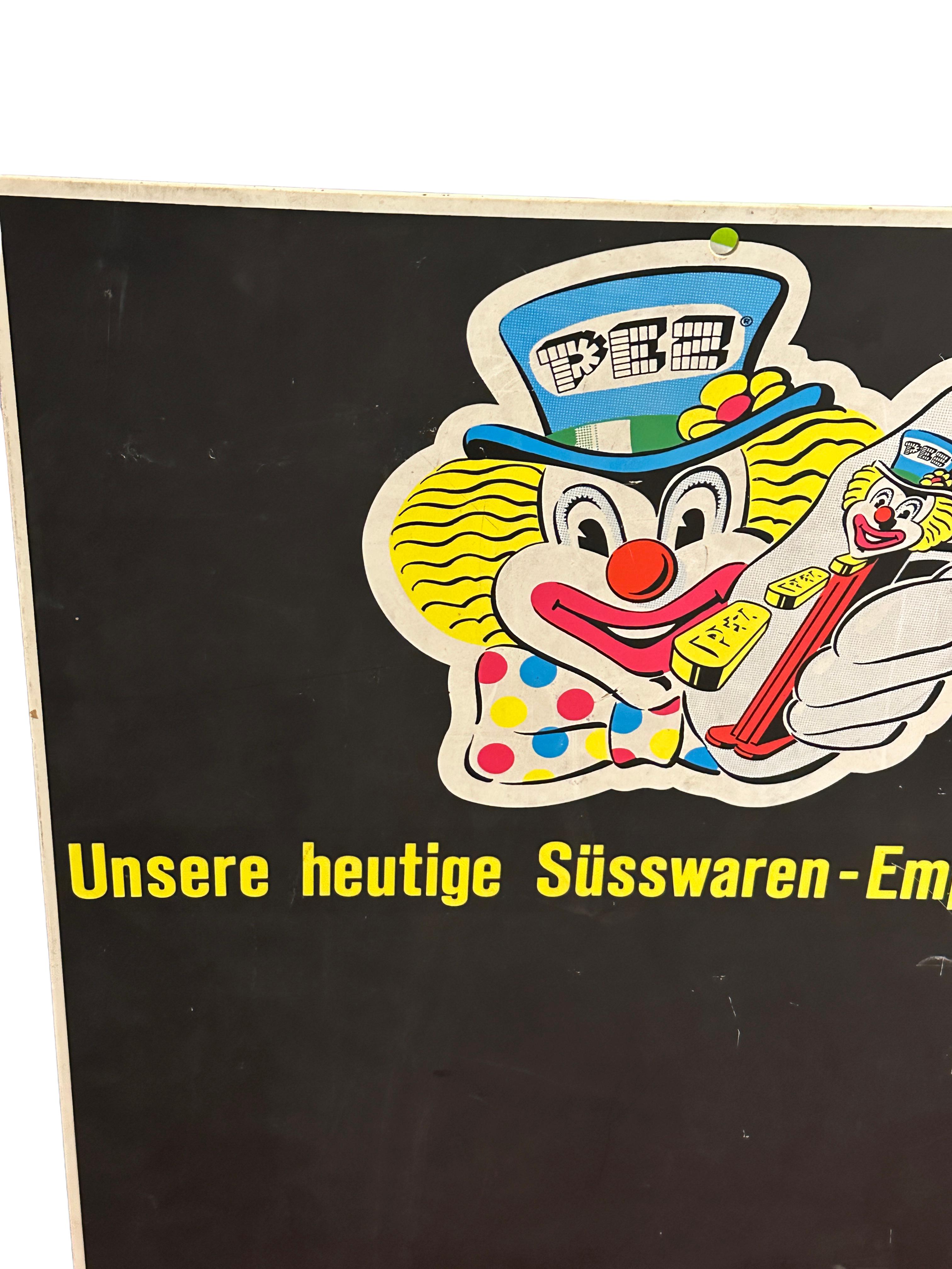 Beautiful Pez Dispenser Popart Clown Advertising Chalkboard Vintage Austria 1970 For Sale 1