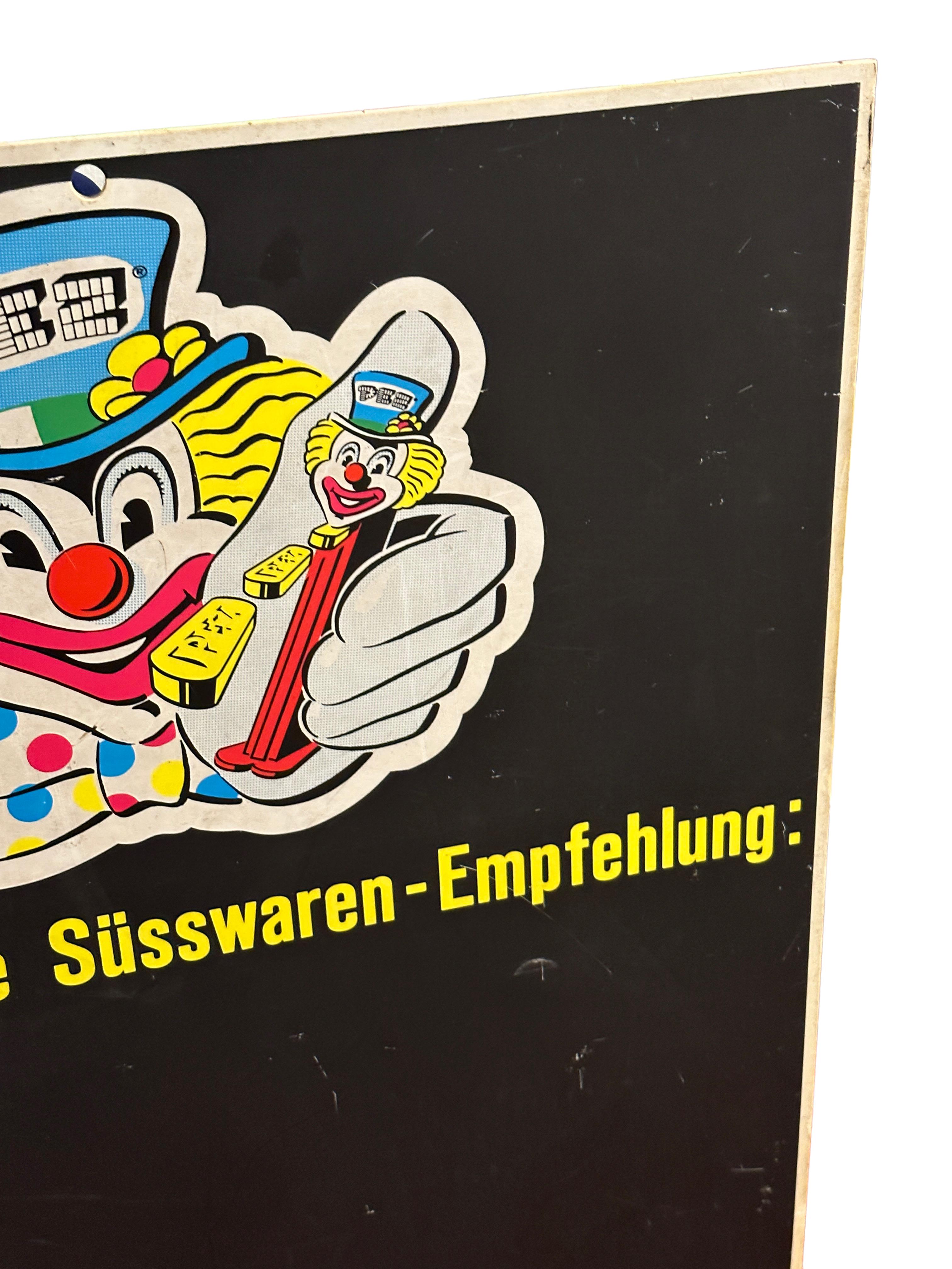 Beautiful Pez Dispenser Popart Clown Advertising Chalkboard Vintage Austria 1970 In Good Condition For Sale In Nuernberg, DE