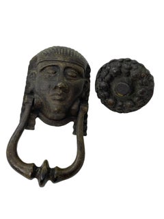 Beautiful Pharaoh Head Door Knocker, Bronze, German, 19th Century